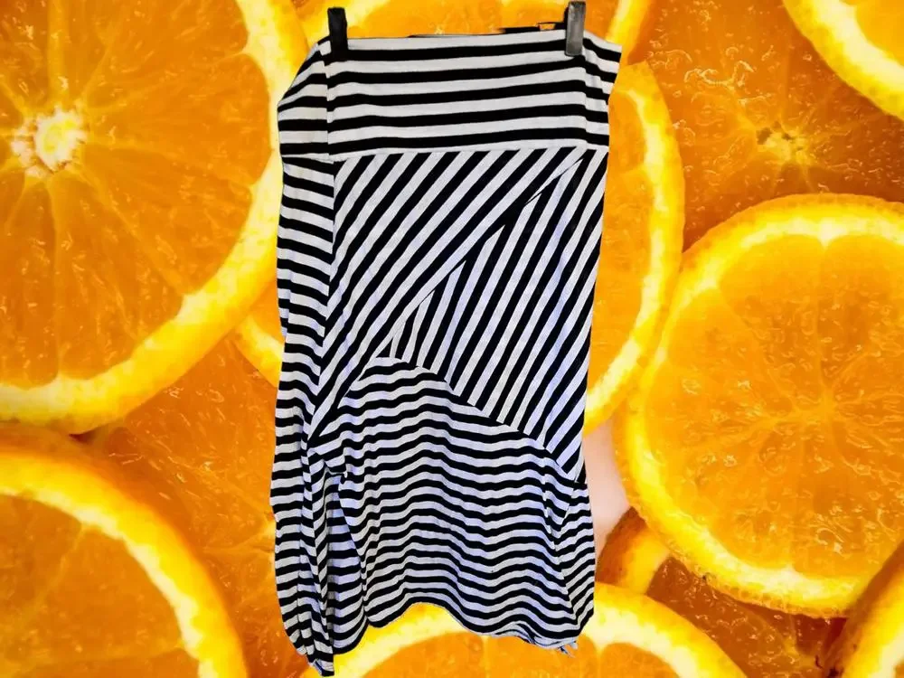 Body Central Black and‎ White Striped Long Skirt Size XL